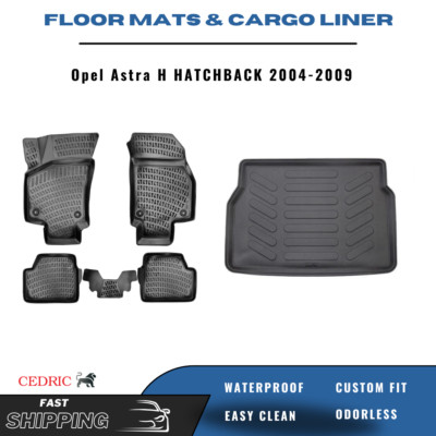 Car Floor Mats & Trunk Cargo Liner for Opel Astra H 2004-2009 3D TPE FULL Set