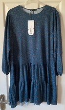 BNWT Blue/Green & Black Ditsy Floral ZARA Oversized Smock Dress M 12/14/16