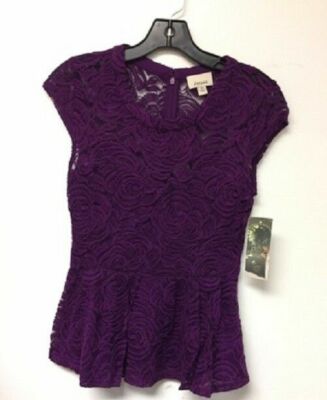 Ambar Peplum Lace Top XS, Power Purple
