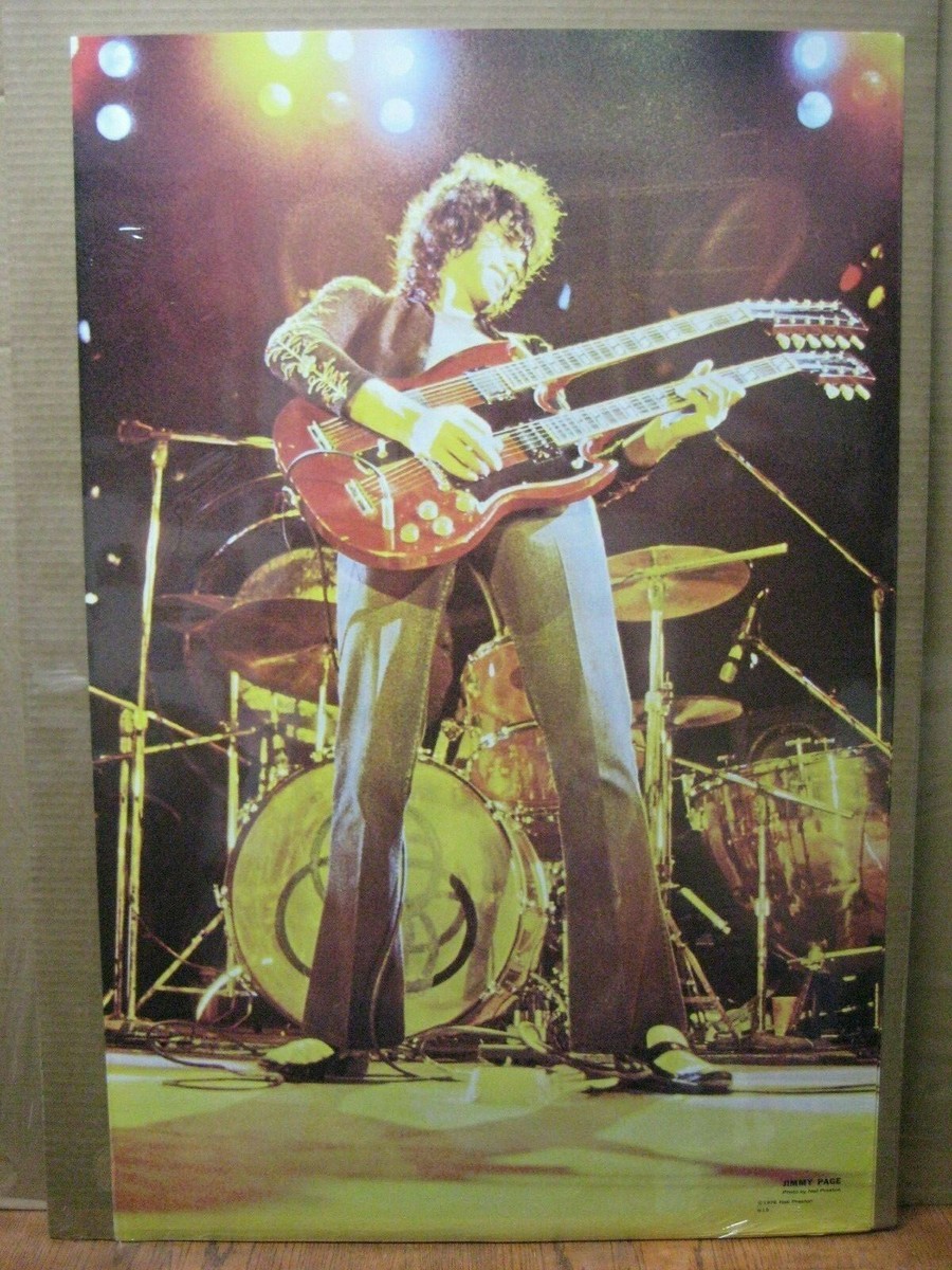 ミュージシャン USA 70's Vintage LED ZEPPELIN JIMMY PAGE Jimmy Page Led Zeppelin Vintage Poster Rock n' Roll 1976 inv#5070