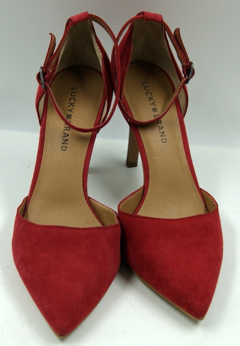 Lucky Brand Tukko Women's Pump Chili Pepper Suede Ankle Strap Stiletto  Heel