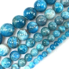 Blue Apatite Round Loose Bead 15" 4mm 6mm 8mm 10mm 12 Beading natural Gemstone