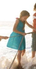 Tea Collection Girls Ocean Jewel Shoulder Tie Dress Sz 6 In Pacific Blue