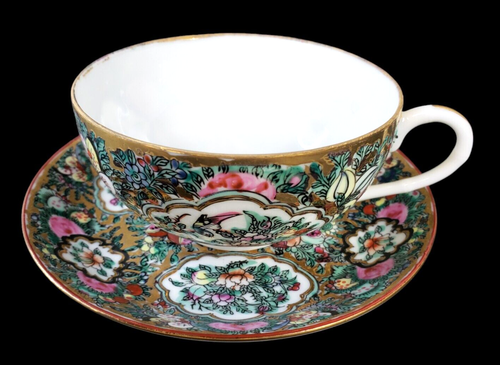 Vintage Japanese Porcelain Ware Teacup Saucer Hong Kong Stewart Dry Goods