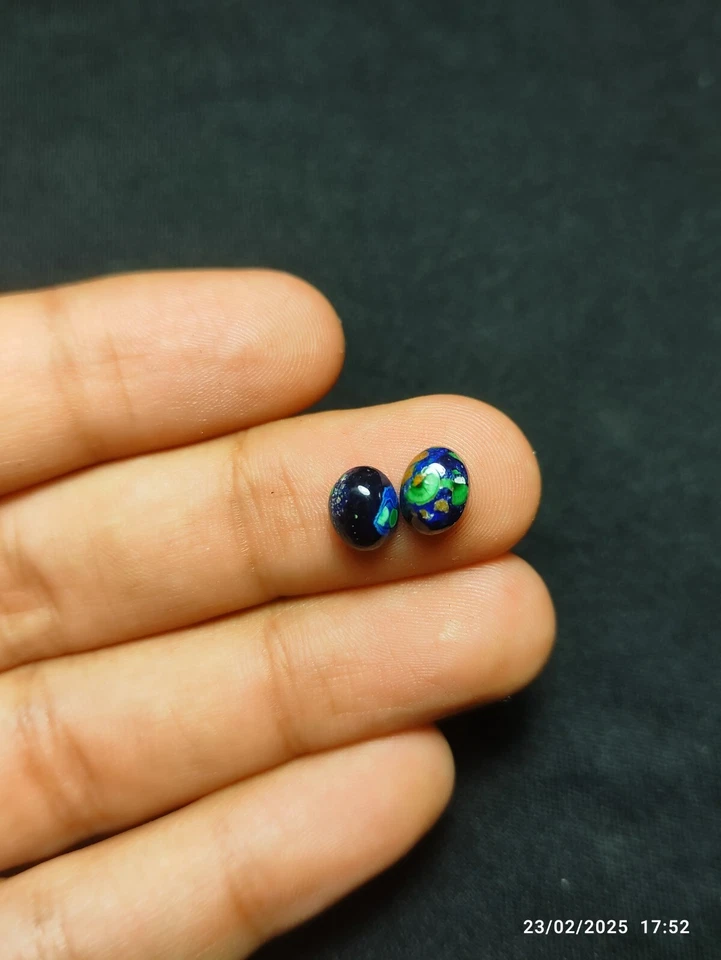 Azurite Malachite Oval Cabochon 8x6mm Deep Blue-Green for Jewelry - Image 2 of 4