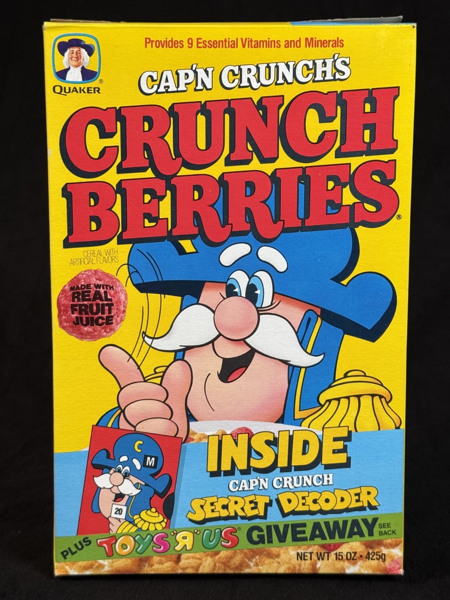 Cap'n Crunch Berries Cereal Box 1988 Crunch's with Secret Decoder