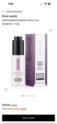 NIB & Sealed! Erno Laszlo Soothing Relief Hydration Serum 1.0 fl oz