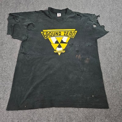 Vintage 90s Ground Zero Nightclub Minneapolis TShirt Mens XL Black Distressed
