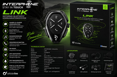 INTERPHONE LINK   Einzelgerät   Bluetooth-Motorrad-Helmsprechanlage, Fahrer-zu-F