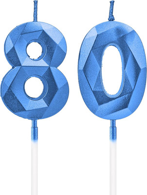 Kerzen zum 80. Geburtstag, saphirblaue Zahlenkerzen, Geburtstagsdekoration, Happ