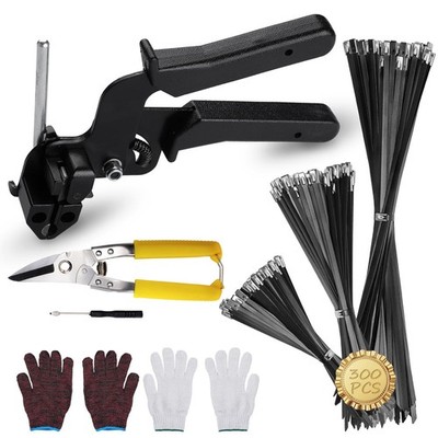 Metal Zip Ties, Stainless Steel Cable Tie Gun Set with 300pcs Metal Zip Tie H...