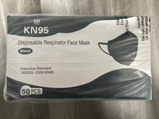 50 Black KN95 Face Mask Disposable Respirator Executive Standard 3d