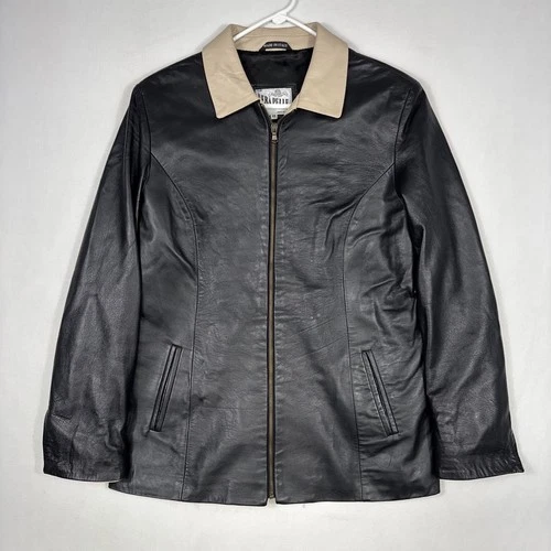 Vintage Vera Pelle Leather Jacket Men's 46 Black Biker Bomber Coat Made In Italy video thumbnail