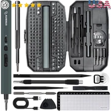 Mini Electric Screwdriver Set 155pcs Rechargeable Torque Control LED Tools New