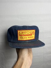 Vintage Garst Seed Sales Agent Hat K Products Made In USA Denim Patch Snapback
