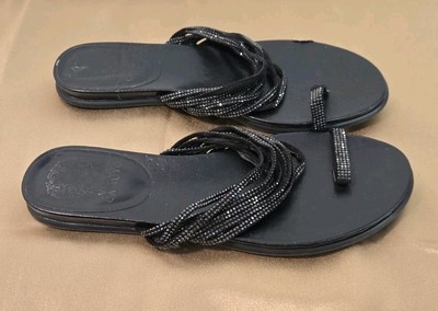 Women's Black Vince Camuto Edwinny Toe Ring Strappy Sandals Size 9M/39 