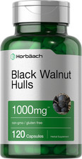 Black Walnut Hulls 1000mg 120 Capsules Non-GMO Gluten Free by Horbaach