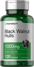Black Walnut Hulls 1000mg | 120 Capsules | Non-GMO & Gluten Free | by Horbaach