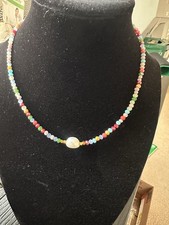 womens fashion jewelry necklace Fresh Water Pearl  Colorful Glass Crystal Bead