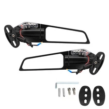Winglets Wind Wing Rear View Mirrors w/ LED Light For Suzuki GSXR 600 750 1000
