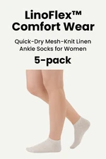 Comfort Wear Quick-Dry Mesh-Knit Linen Ankle Socks for Women 5 pack Size L