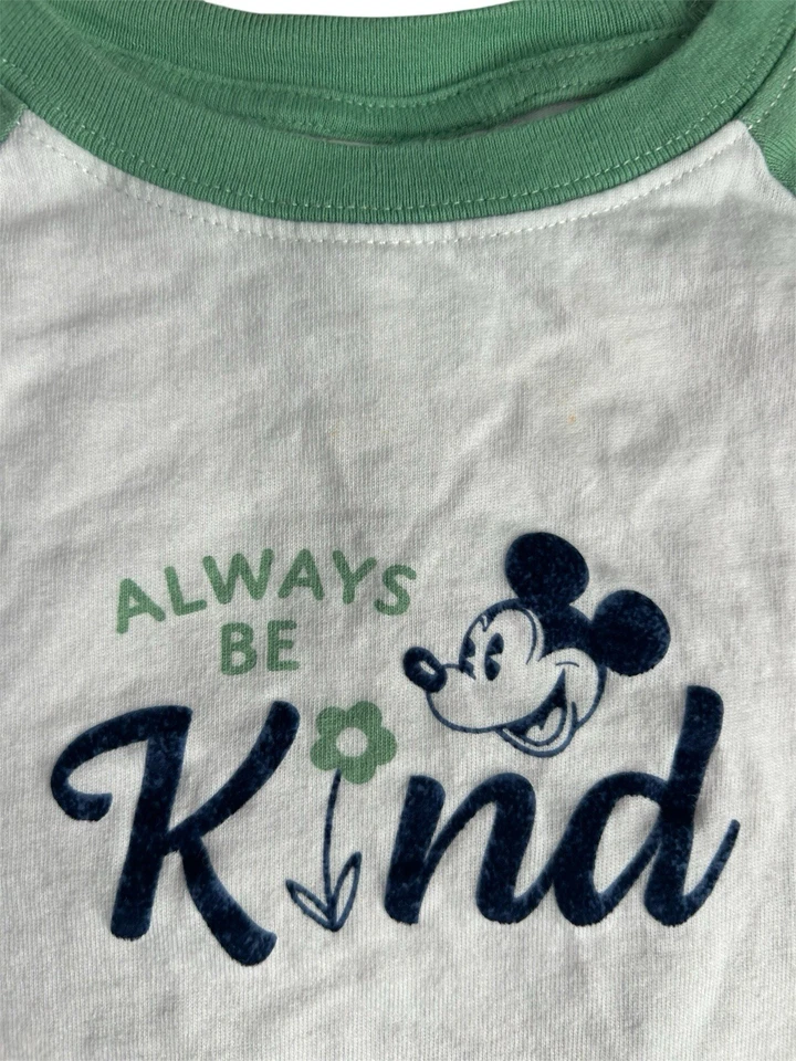 Janie and Jack x Disney Sz 6 Mickey Mouse Ragland Baseball Shirt Green White - Image 2 of 4