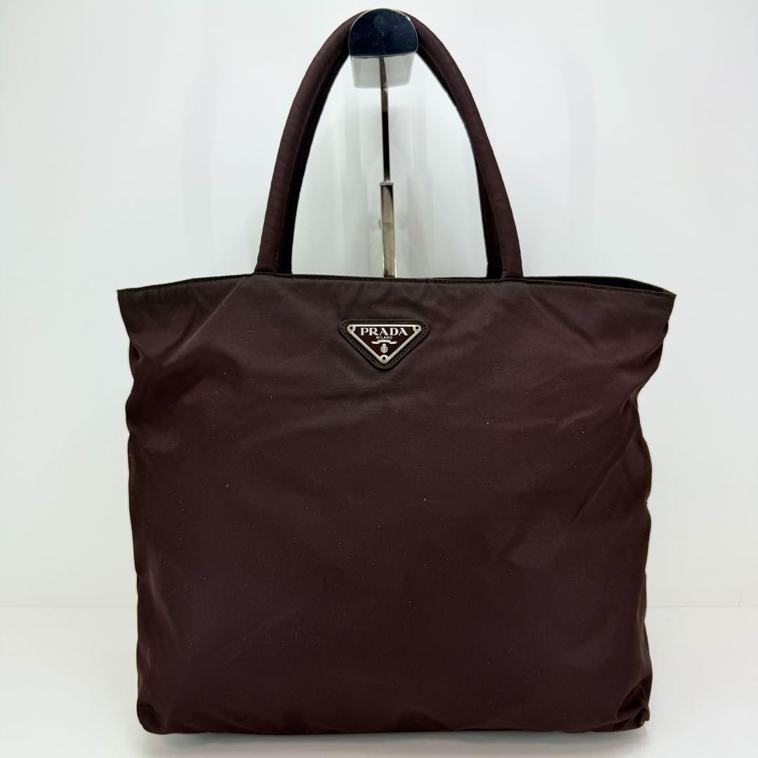 Prada Triangle Logo Tote Bag Handbag 520