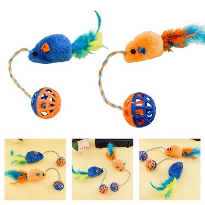 Kitten Toy Plush Mouse Rattles Sound Interactive Fun Teaser Cats Toy with Bells