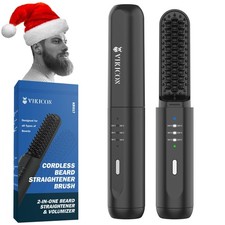 Beard Straightener for Men: Cordless Heated Beard Brush for Men, Electric Hot...