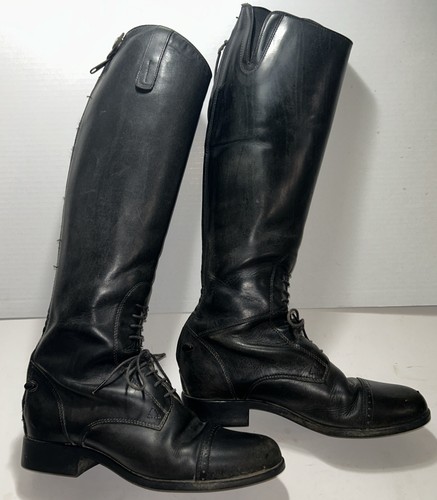 Ariat Tall Black Knee High Leather Riding Boots Equestrian W Sz 8 Slim 55201
