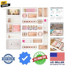 25 PCS Plastic Drawer Organizers Set, 4-Size Versatile Bathroom and Vanity Dr...