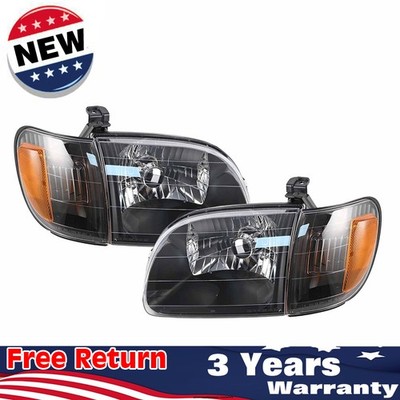 For Blk 2000-2004 Toyota Tundra Regula/Access Cab Headlights Headlamp Left+Right