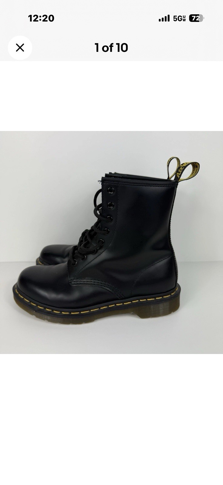 Doc Martens 1460 Black Smooth Leather Lace Up Combat Boots Women’s 8 UK 6