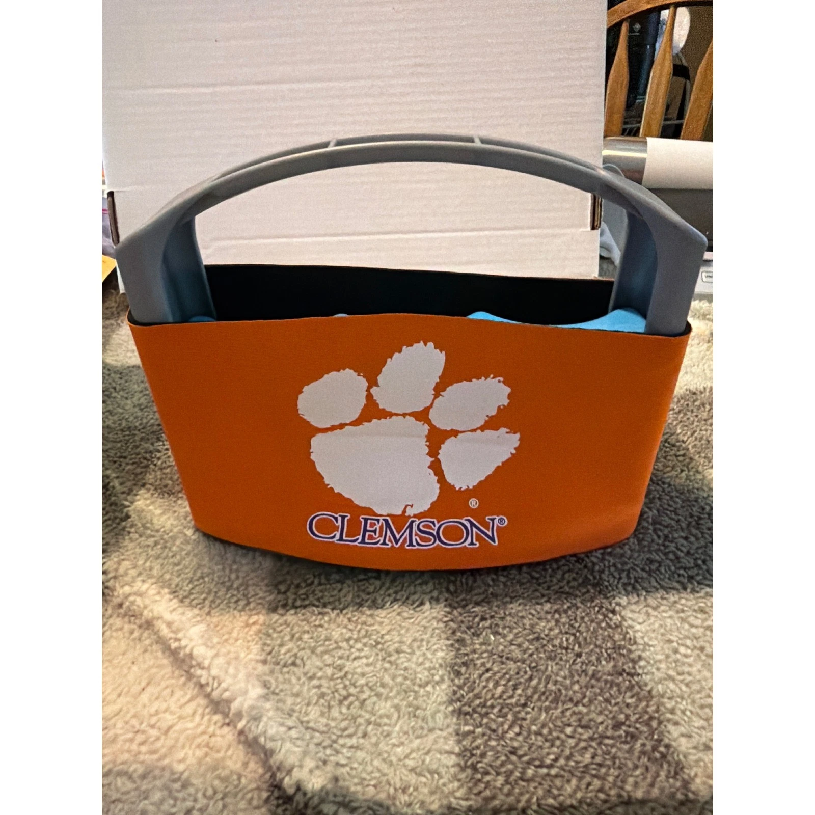 Clemson Tigers 6 Can Insulated Beverage Cooler Caddy with Ice Pack Orange Gray