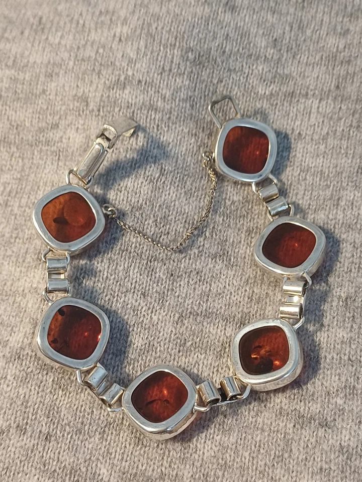 Vintage Bernstein Armband mit Silber 835 - Bild 3 von 4