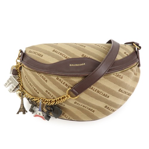 BALENCIAGA Leather Souvenir XS Body Bag Brown 518163 Auth Used