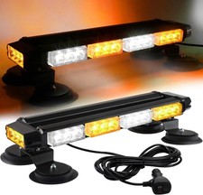 16.8 Inch LED Strobe Flashing Light Bar, 26 Flashing Amber White Amber White