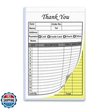 XUEJITECH 50 Sets Thank You Receipt Book with Carbonless Copies, 5.5 x 8.3 in