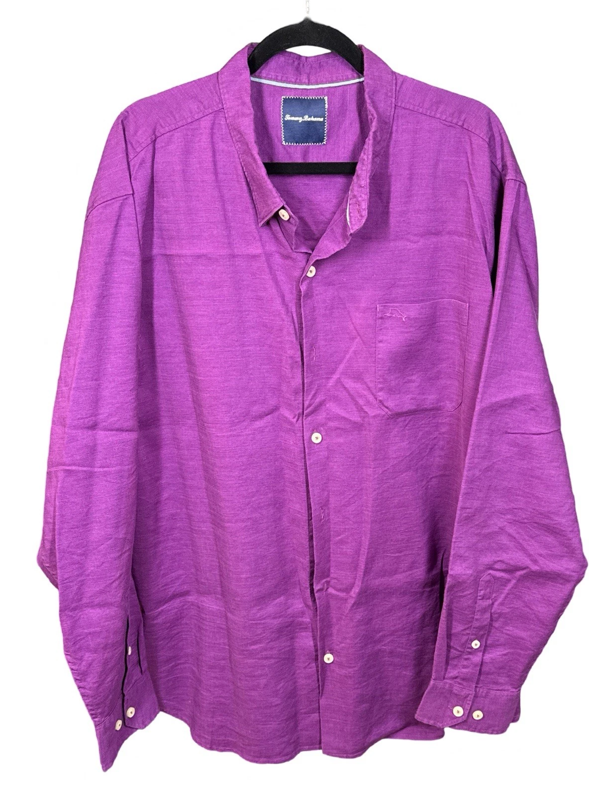 TOMMY BAHAMA Button Up Men's 3XL Purple Linen Preppy Dressy Lightweight Luxury