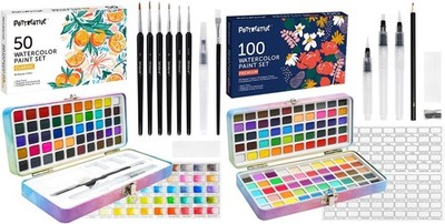 Solid Watercolor Paint Set Bundle, 50 Plus 100 Colors