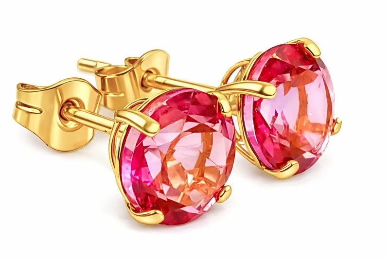 GENUINE 1.72 Cts PINK SAPPHIRE STUD EARRINGS 14k GOLD - Free Appraisal Service