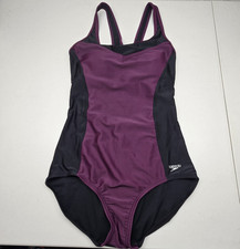 Speedo Women Swimwear Medium Purple Pinstripe One Piece Wireless Racerback