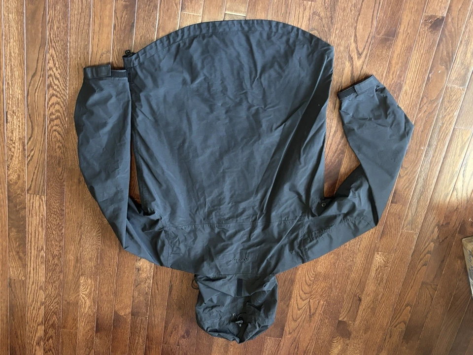 Chaqueta 10 Deep Nylon Hombres L Cremallera Completa Viento Lluvia Negra Delgada Foto 4 de 4