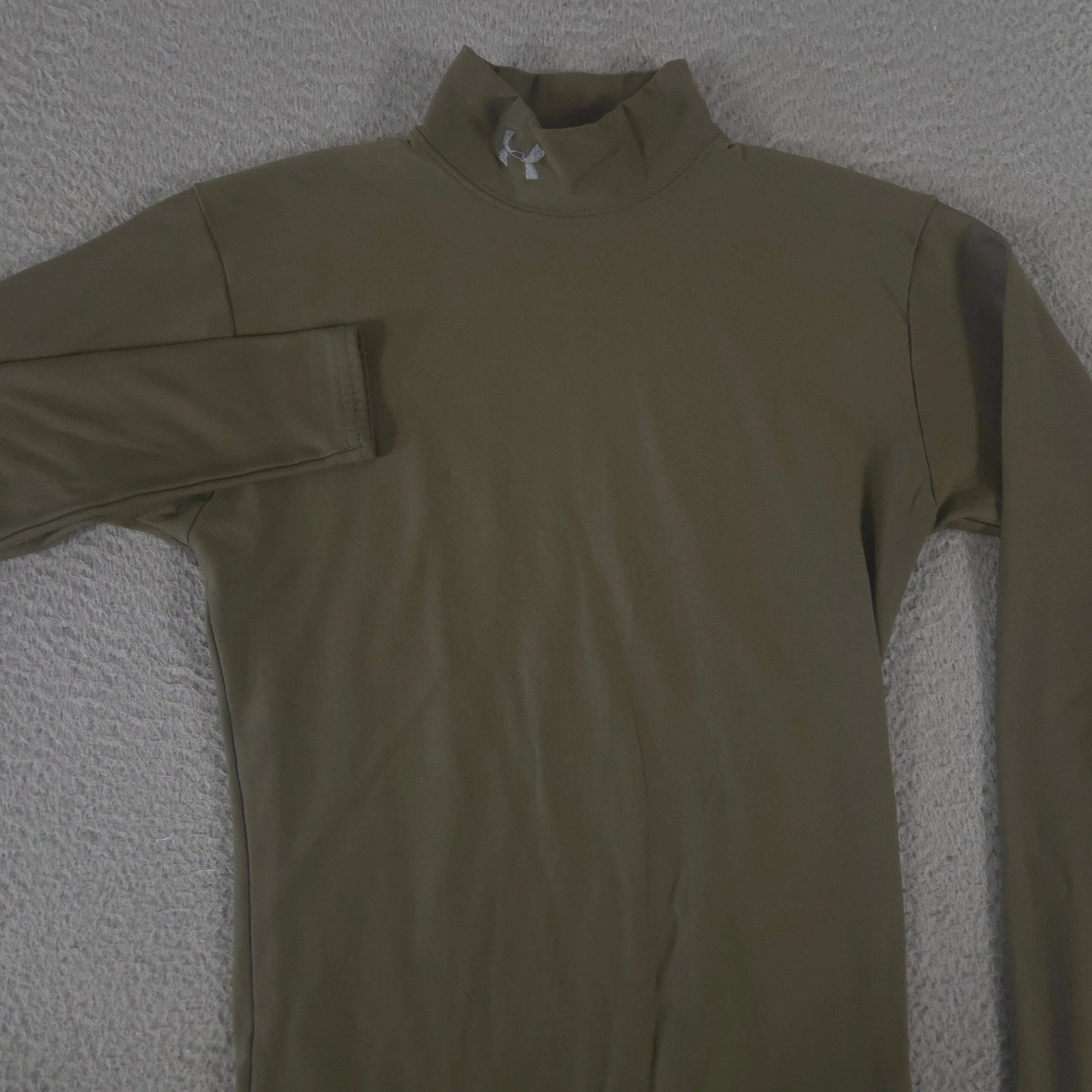 VINTAGE Under Armour Shirt Mens M Olive ColdGear Compression Mock Neck Y2K