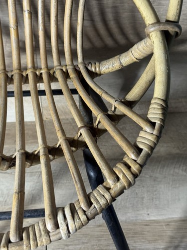 Mid Century Dutch Rattan Child’s Chair Round Hoop Metal Legs - Picture 4 of 11