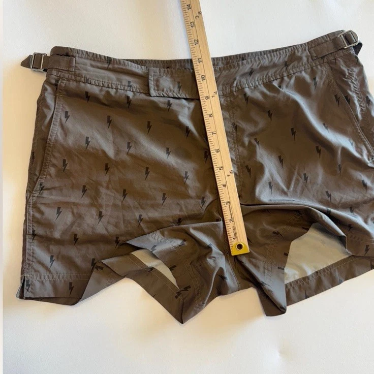Neil Barrett Olive Green Lightning Bolt Swim Trunks Shorts Men’s Size L - Image 4 of 4