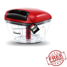 Compact Manual Pull String Chopper - Rust-Resistant Vegetable & Fruit Cutter