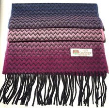 100 CASHMERE SCARF Chevron Purple/Pink/Blue/Black Made in England Soft W107