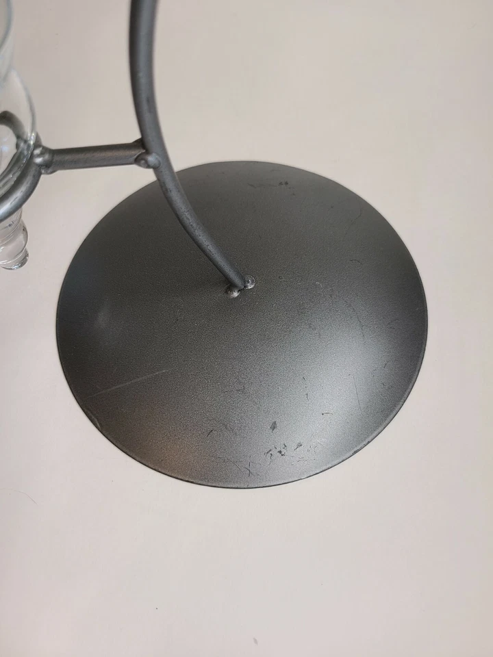 Candelabro para 3 velas hierro metal cepillado níquel y oro - 3 gotas de vidrio  Foto 4 de 4