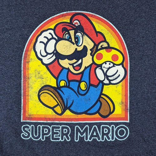 T-Shirt Super Mario Mushroom Retro blau/grau Herren LARGE 2017 Nintendo - Bild 2 von 4